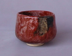 木谷百合子「赤楽茶碗」口径12.0×高9.0cm