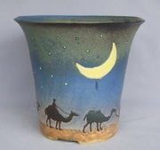 松本光江 「月の砂漠 植木鉢」径29.0×高26.5cm