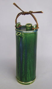 竹谷嘉彦 「緑釉竹筒酒瓶」径10.0×高25.0cm