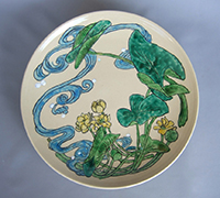 竹谷和子 「色絵清流花文大皿」径36.0×高4.5cm