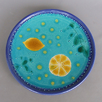 風間薫子 「青縁檸檬皿」φ25.0×2.5cm