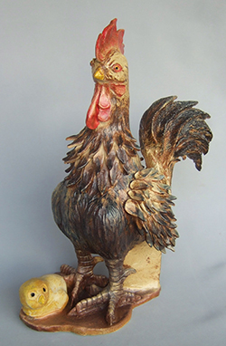 松浦清人 「陶彫 雄鶏」 径18.0×20.0　高30.0cm
