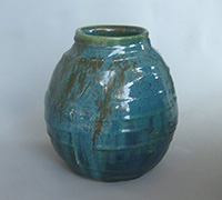 矢野弘典 「緑釉壺」 径19.0　高20.5cm