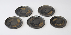 藤原規子金彩刷毛目皿 ５枚　径15.0×15.0 高1.0cm