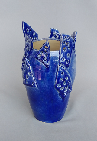 池田秀子 「軟彩花入」径13.0×13.0 高22.5cm