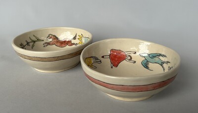 中西のぶ子　「彩画鉢」　径19.5×19.5 高5.0cm