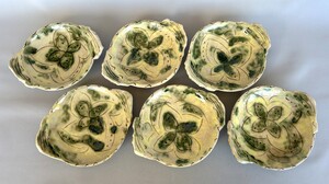 森年子　「花文銘々皿」　径19.0×15.0 高4.5cm