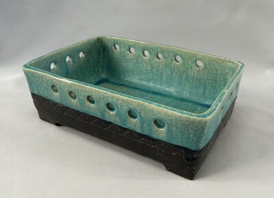 山本幸子　「掛分透丸文長角鉢」　径22.0×16.0 高9.0cm